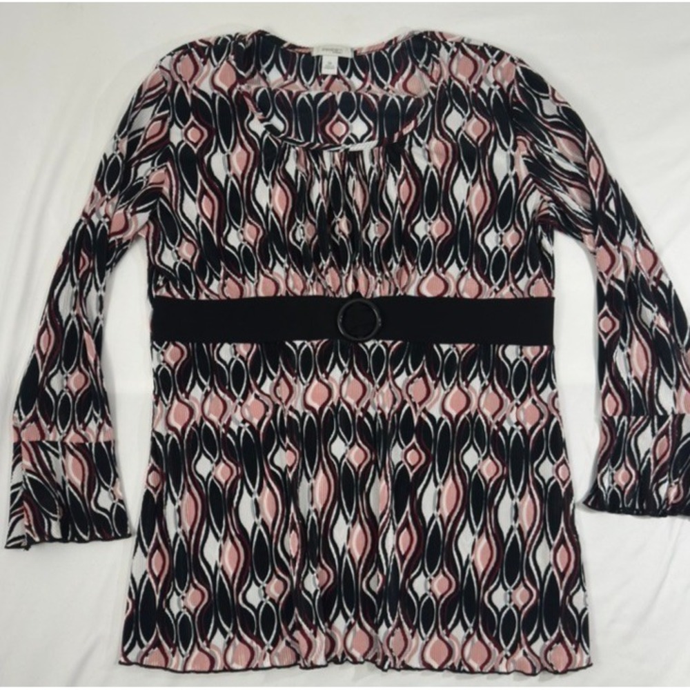 DRESS BARN woman SIZE 2X patterned blouse top peach black